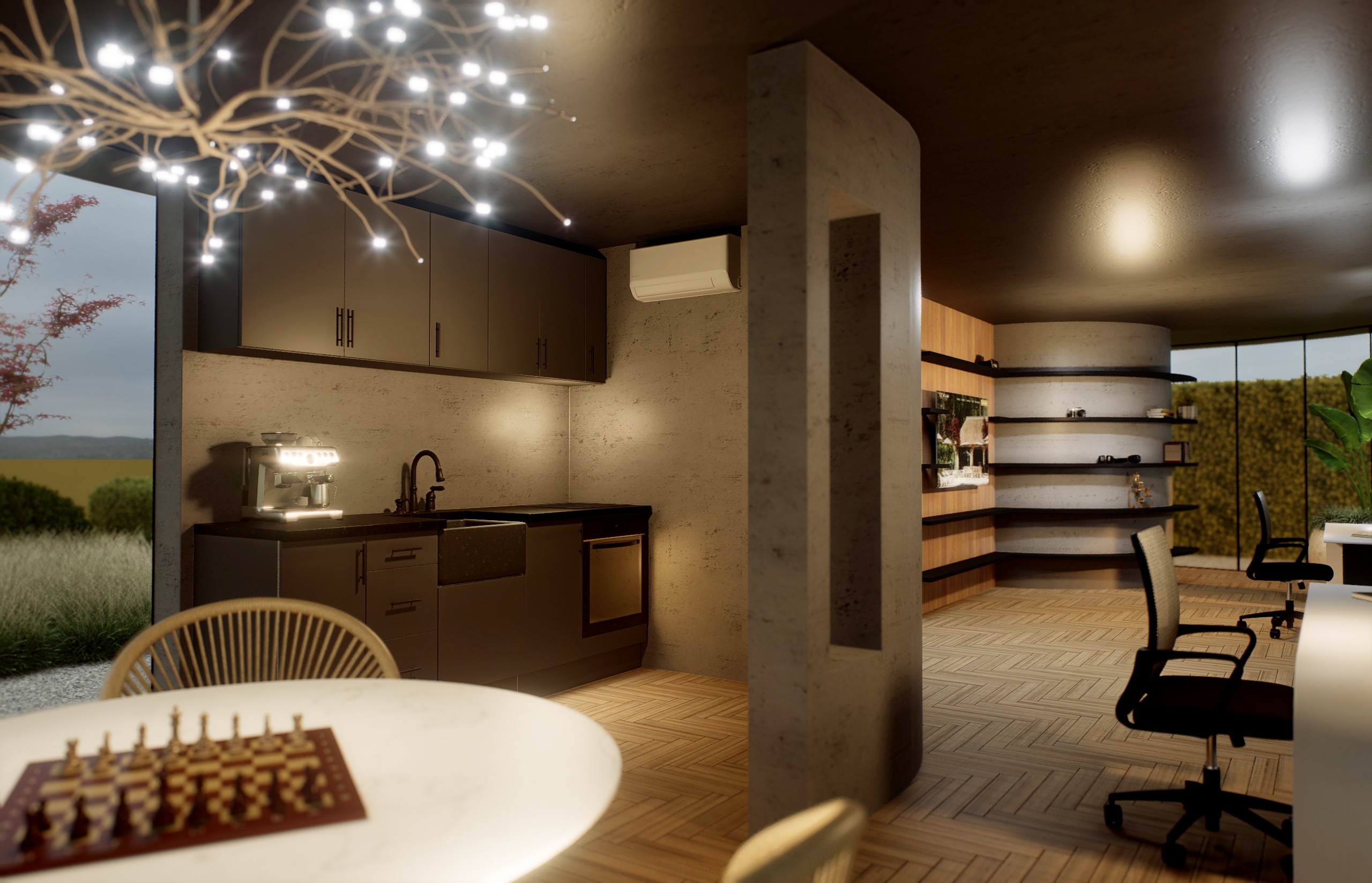 Avondverlichting Tuinkantoor Sena