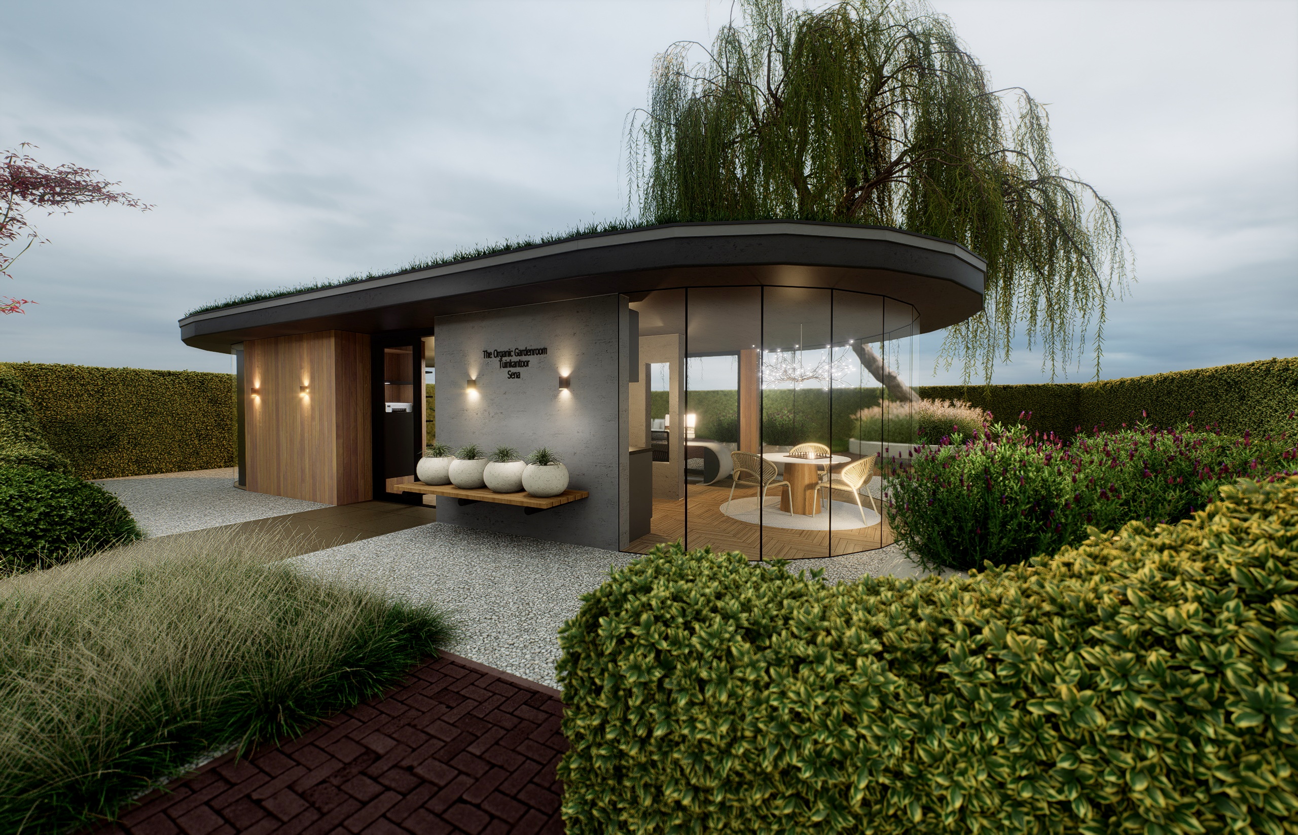 Detail glaswand Tuinkantoor Sena